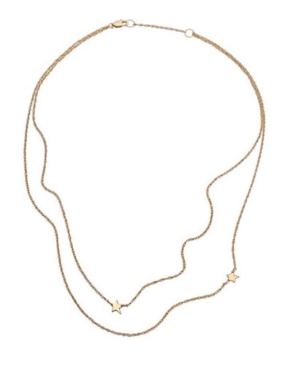 Jennifer Zeuner Star Double Layered Chain‎ Necklace Gold Tone